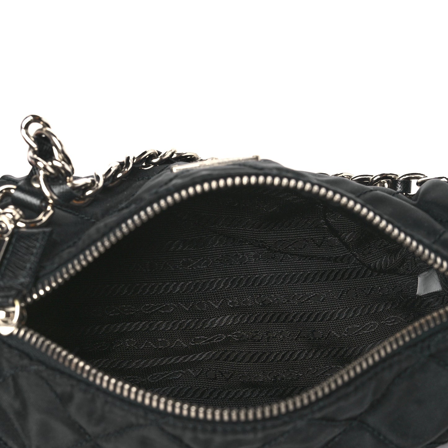 Tessuto Nylon Saffiano Impunturato Quilted Barrel Pochette Black