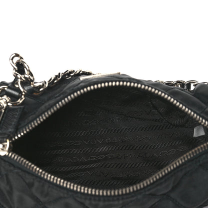 Prada Tessuto Nylon Saffiano Impunturato Quilted Barrel Pochette Black 5 of 10