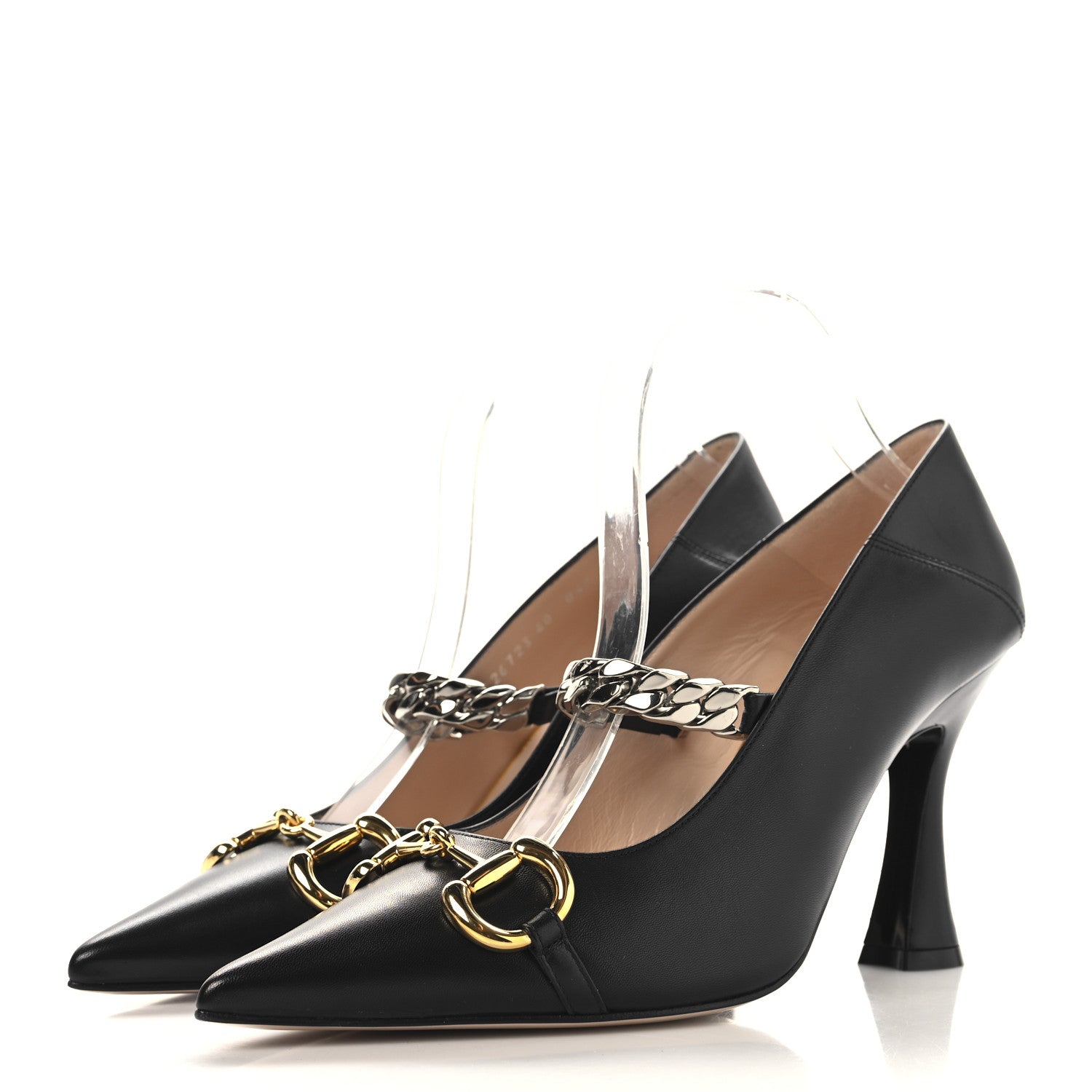 Gucci Malaga Kid Deva Horsebit Chain Embellished Pumps 40 Black 4 of 9