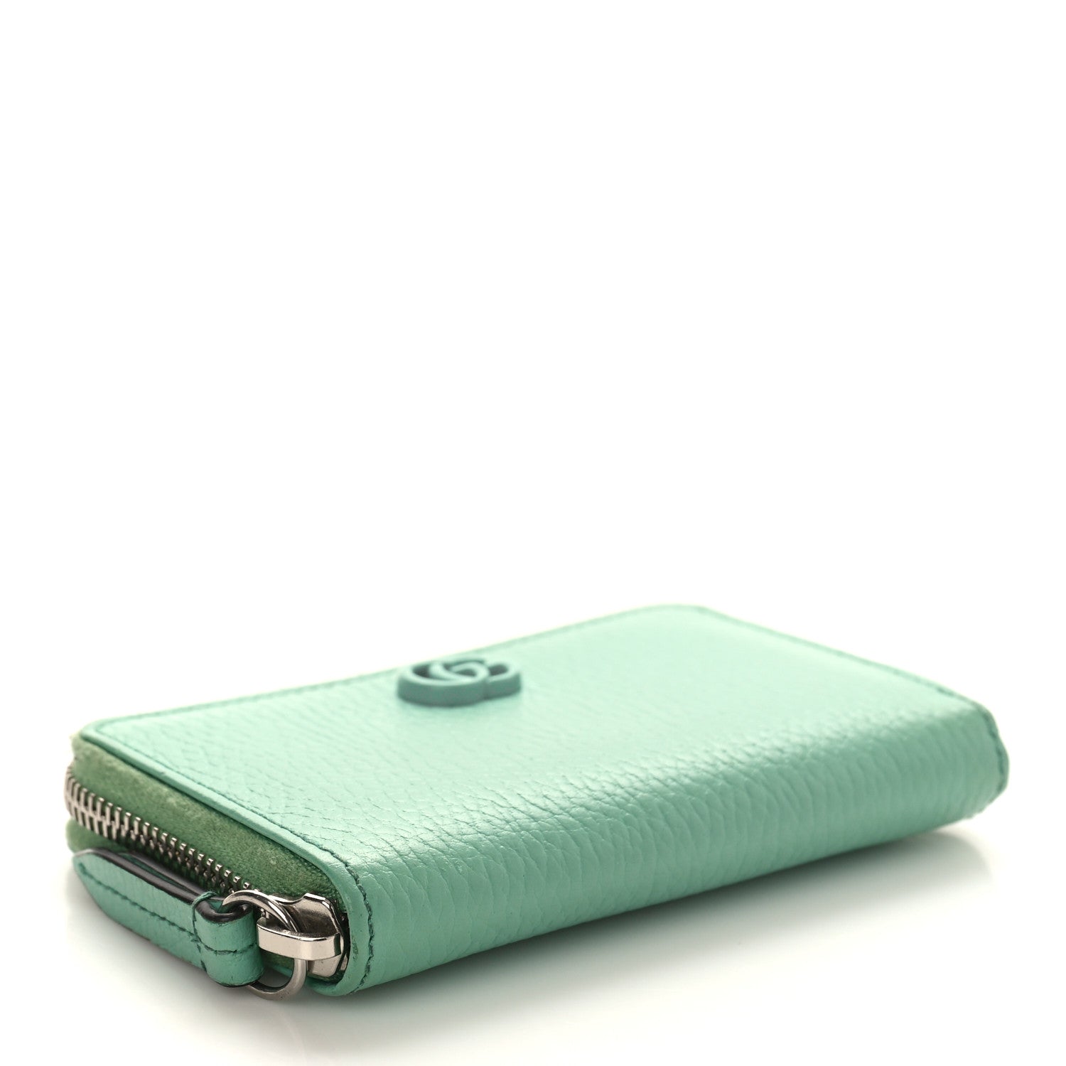 Gucci Dollar Calfskin Enamel Monochrome GG Marmont Zip Around Card Holder Pepperlight Mint 4 of 8