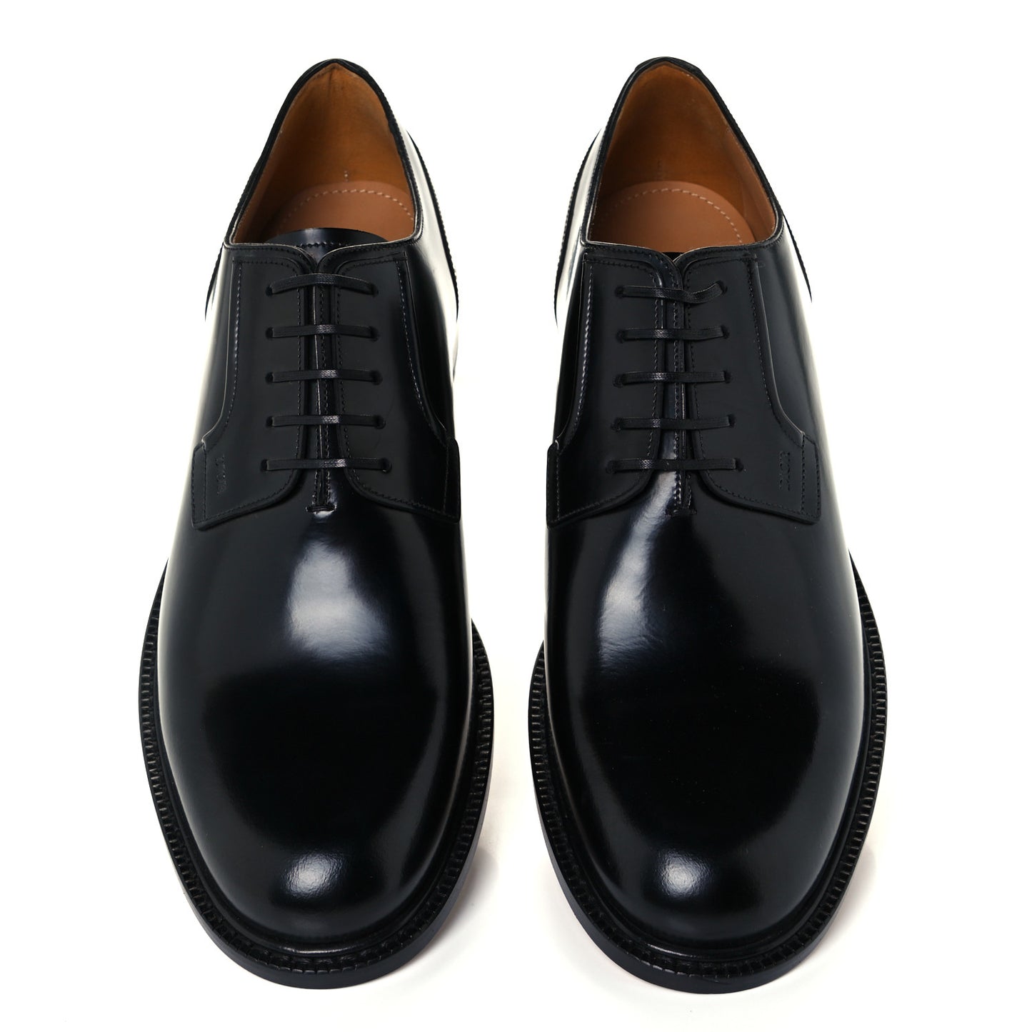 Polished Calfskin Mens Derby Shoe 45 Black