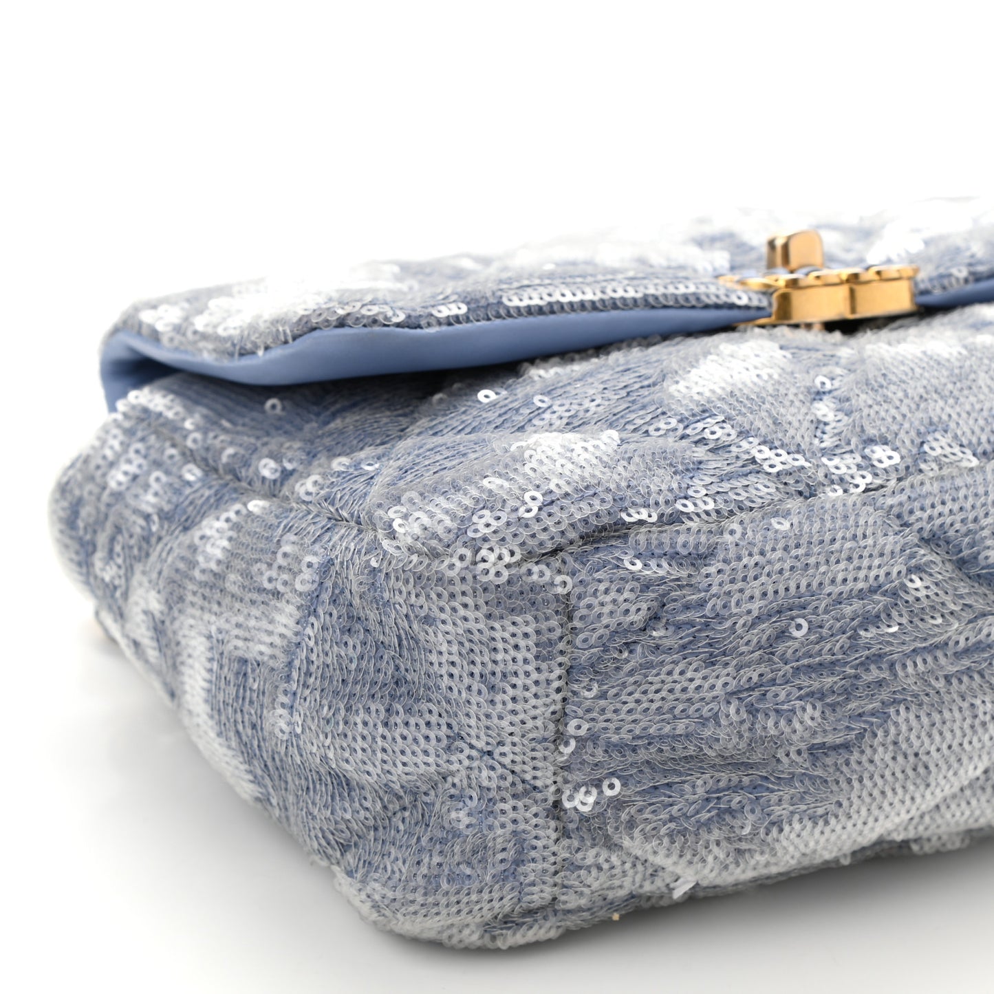 Sequin Quilted Medium Chanel 19 Flap Light Blue
