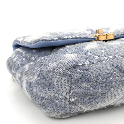 Chanel Sequin Quilted Medium Chanel 19 Flap Light Blue 9 of 10