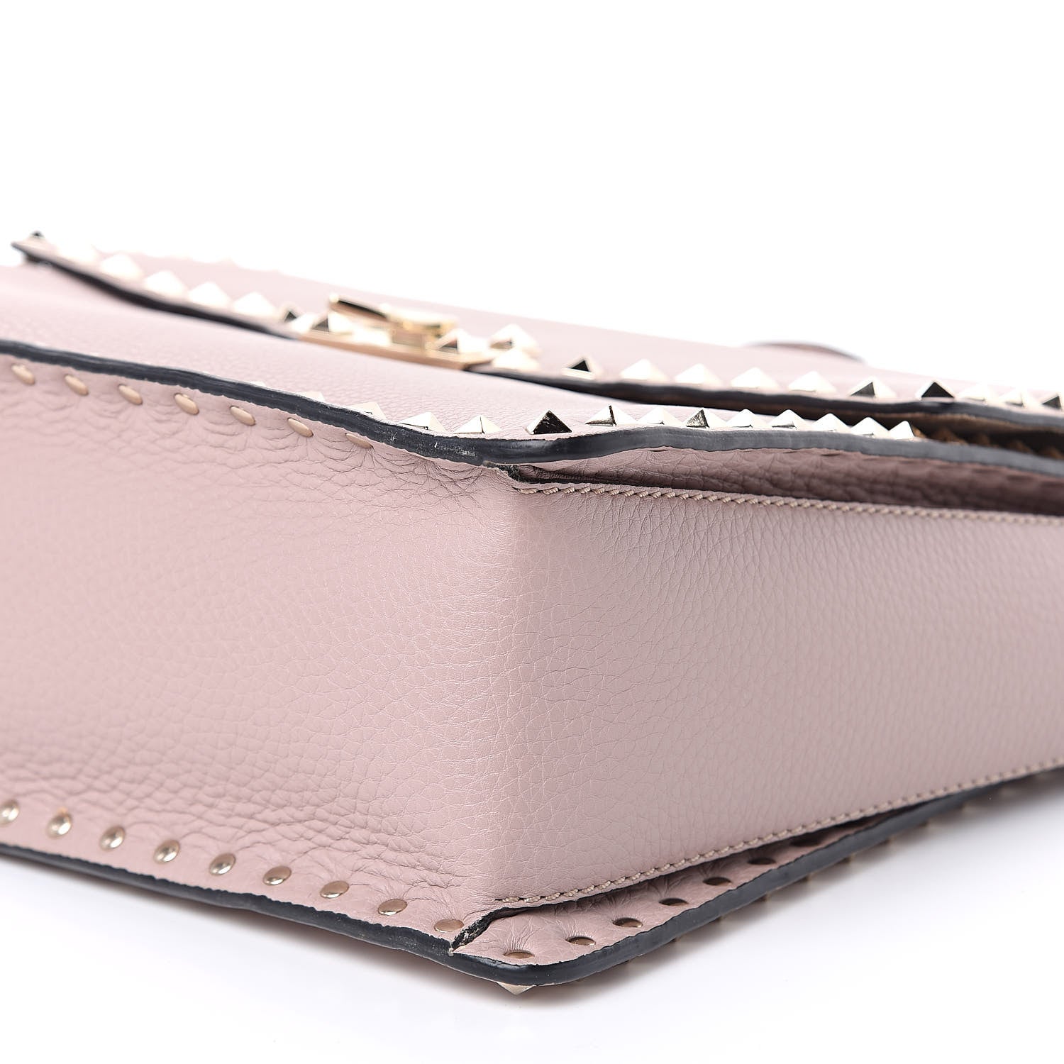 Valentino Garavani Grained Calfskin Rockstud Top Handle Flap Shoulder Bag Poudre 9 of 14