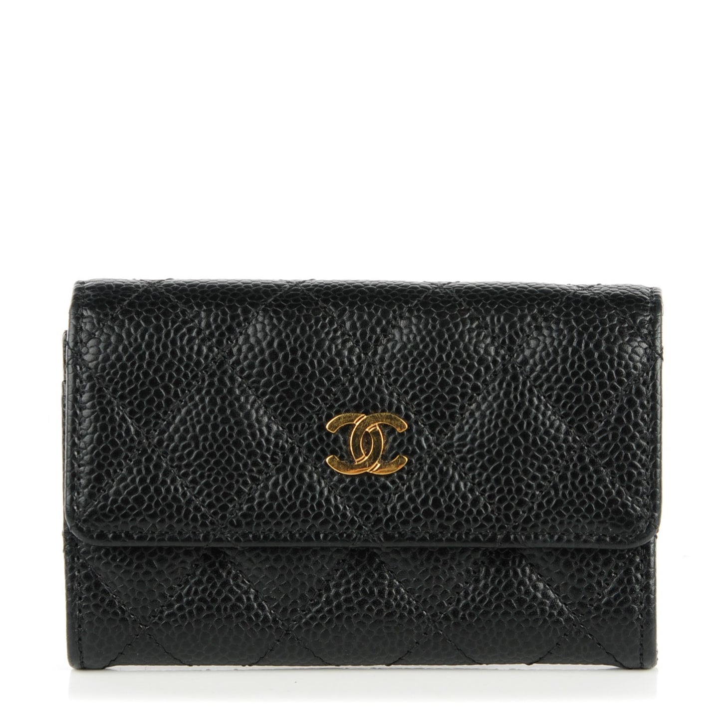 Caviar Quilted Card Holder Black