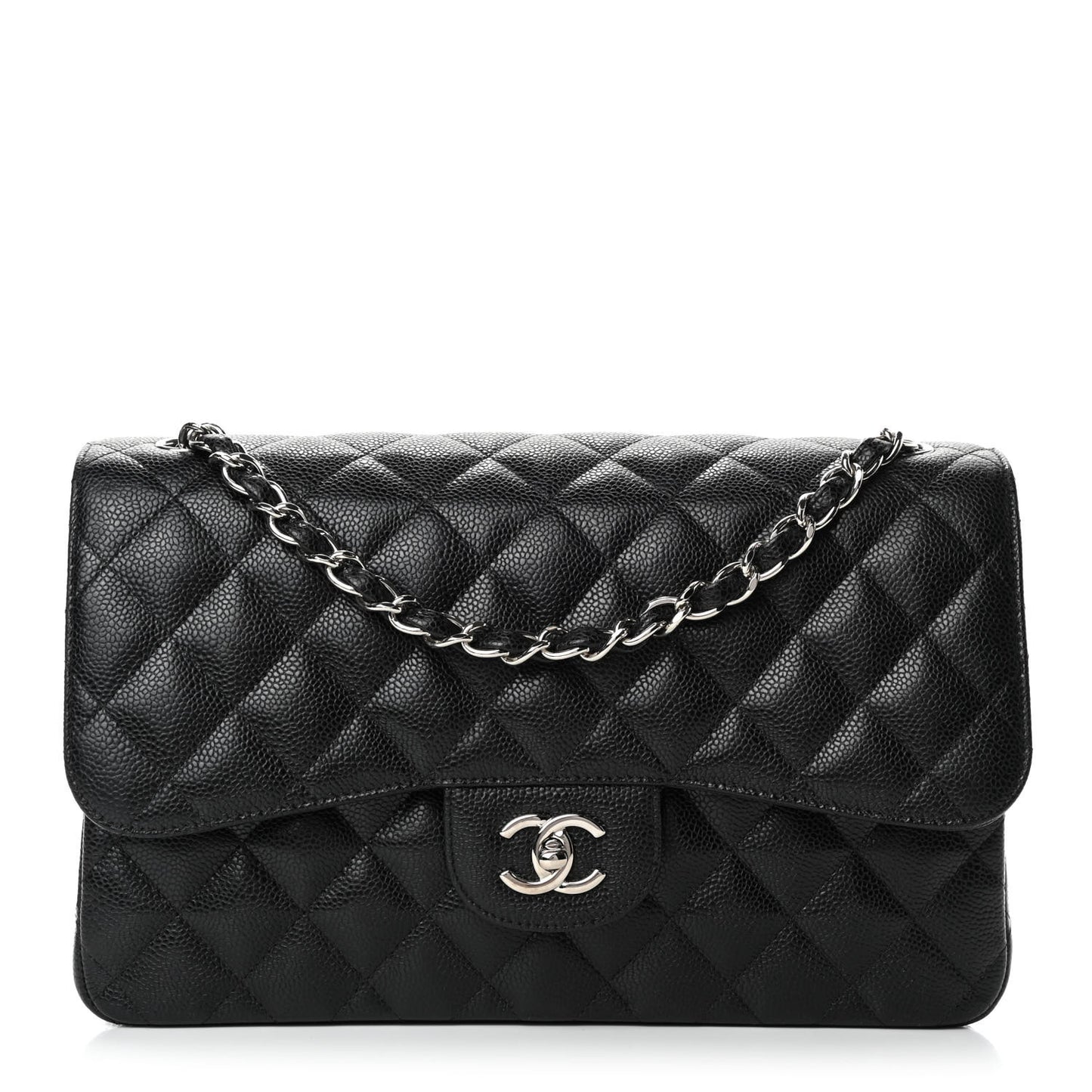 Caviar Quilted Jumbo Double Flap Black