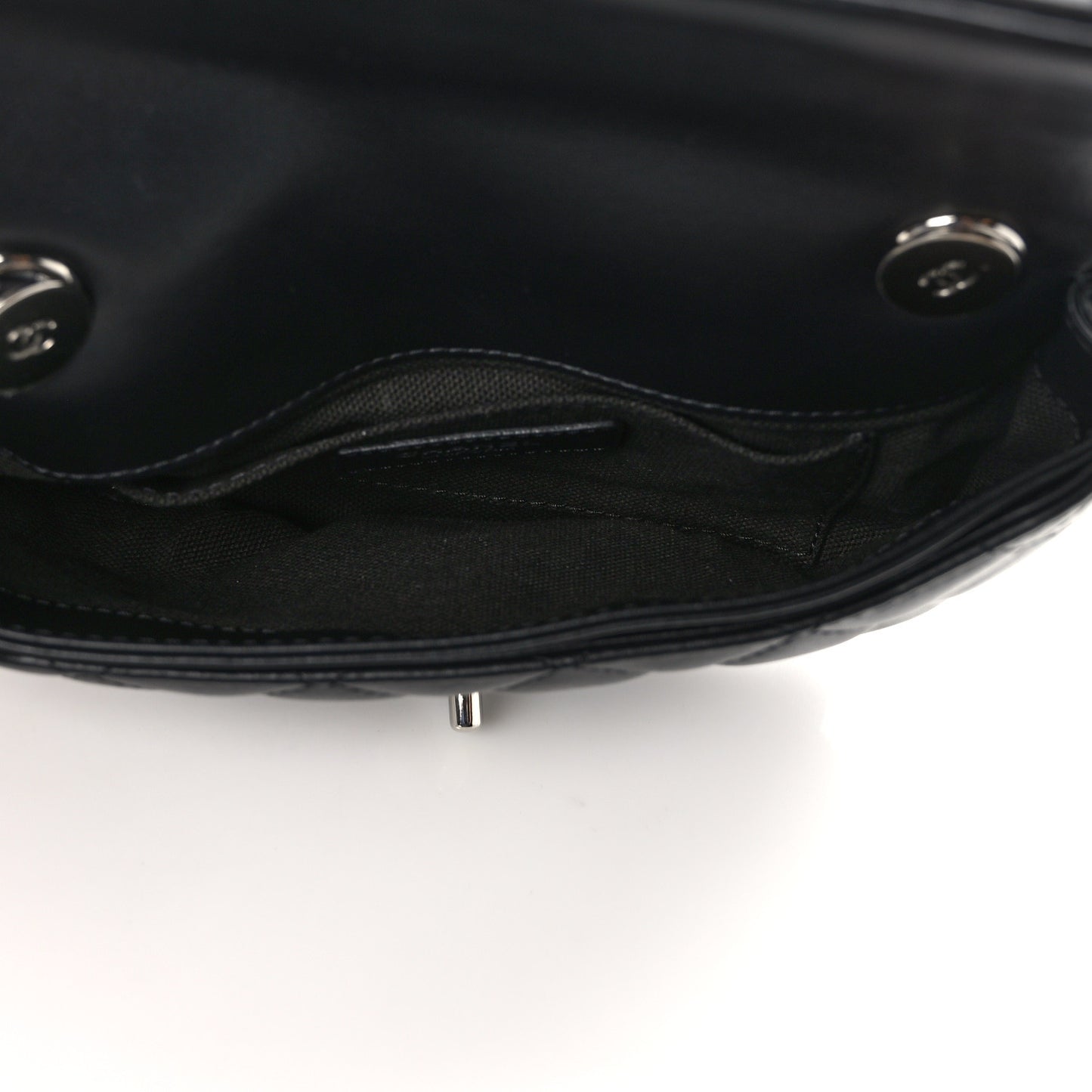 Calfskin Quilted CC Uniform Flap Belt Bag Black