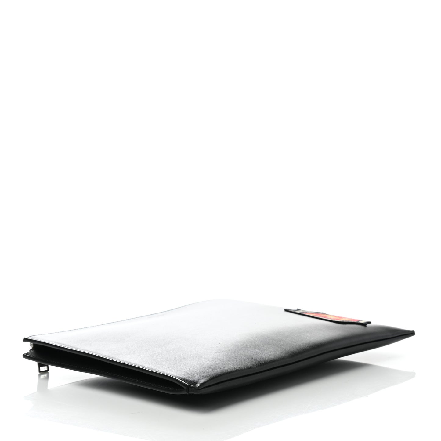 Calfskin Embroidered iPad Pouch Black