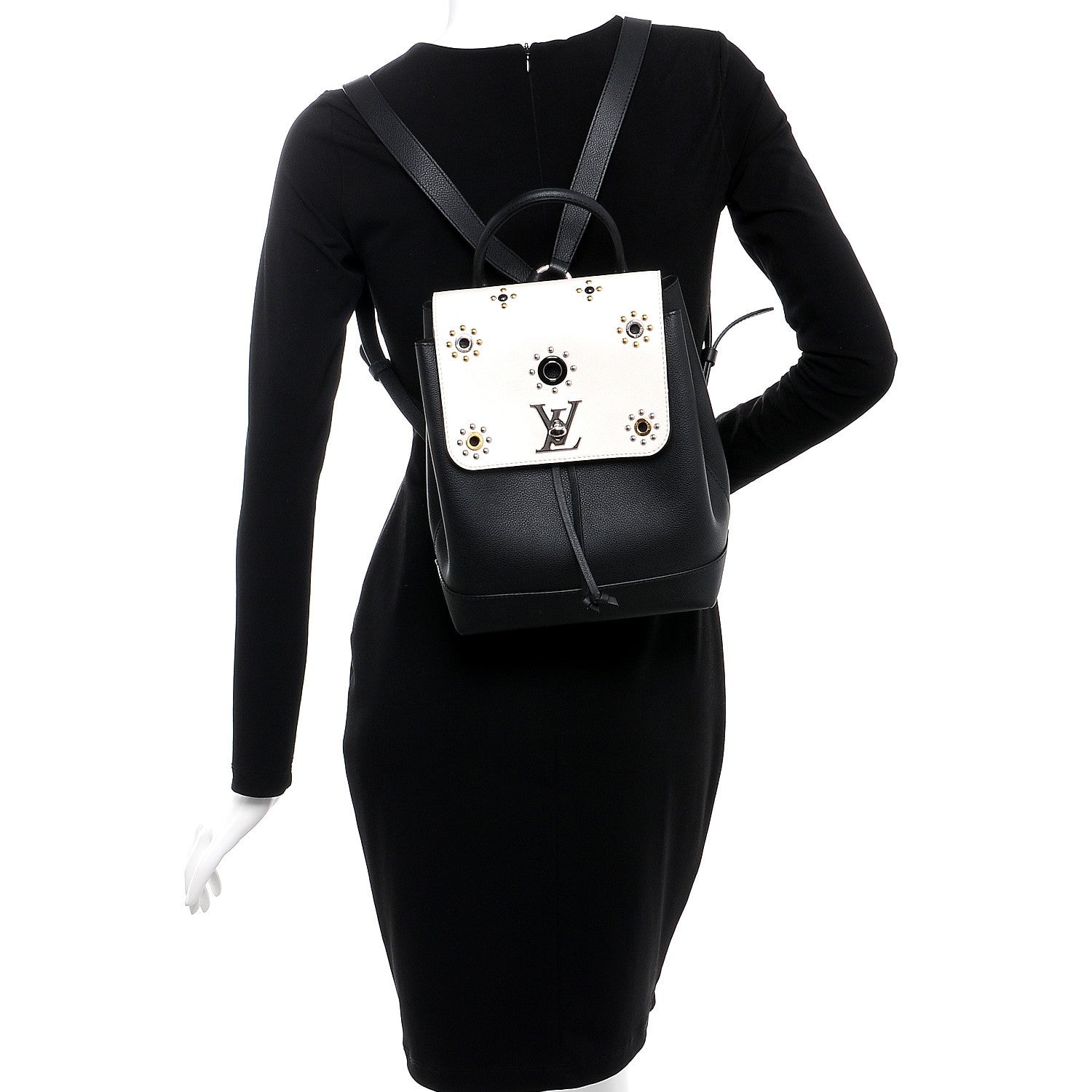 Louis Vuitton Calfskin Mechanical Flowers Lockme Backpack Black White 2 of 6