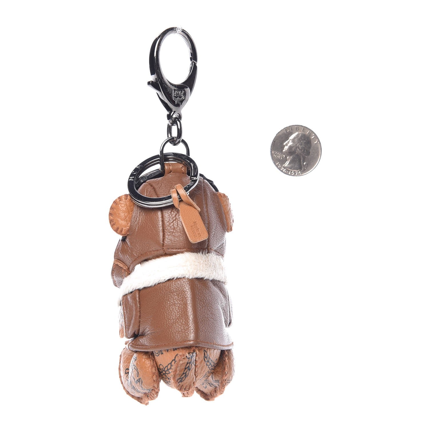 MCM Visetos Aviator Bear Key Ring Bag Charm Beige 2 of 6