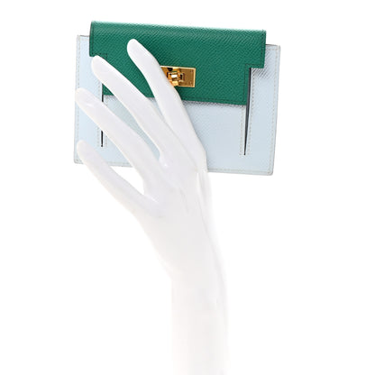 Hermes Epsom Tricolor Kelly Pocket Compact Wallet Vert Jade Bleu Brume Vert Bosphore 2 of 7
