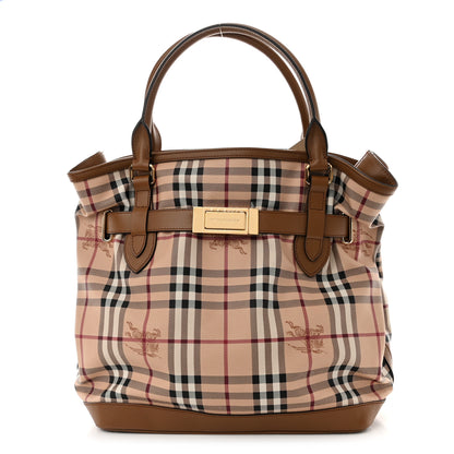 Burberry Haymarket Check Medium Golderton Tote Mid Camel 1 of 11