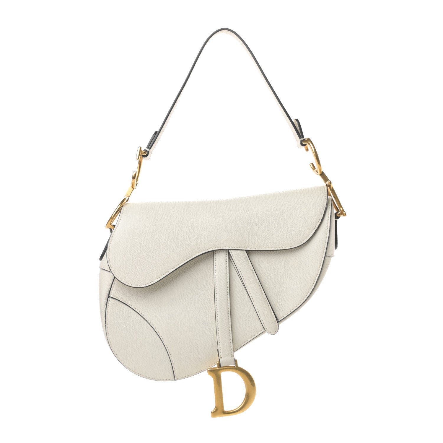 Christian Dior Grained Calfskin Saddle Bag White 1 of 11
