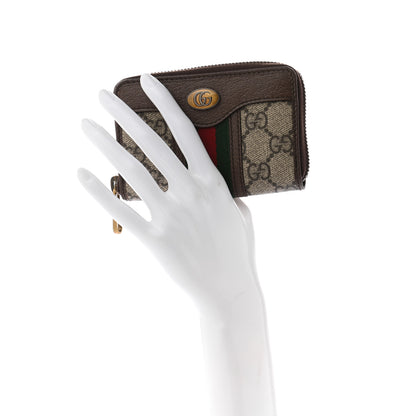 Gucci GG Supreme Web Ophidia Zip Around Card Case Brown 2 of 7