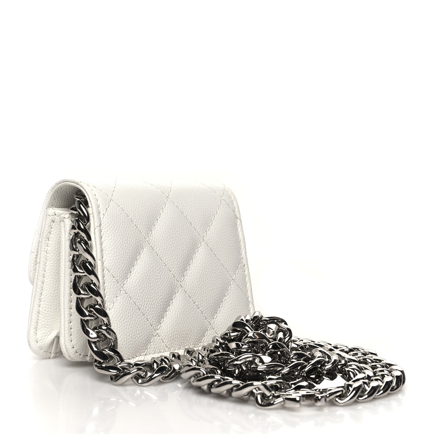 Chanel Caviar Quilted Enamel Coco Clutch With Chain White 3 of 13