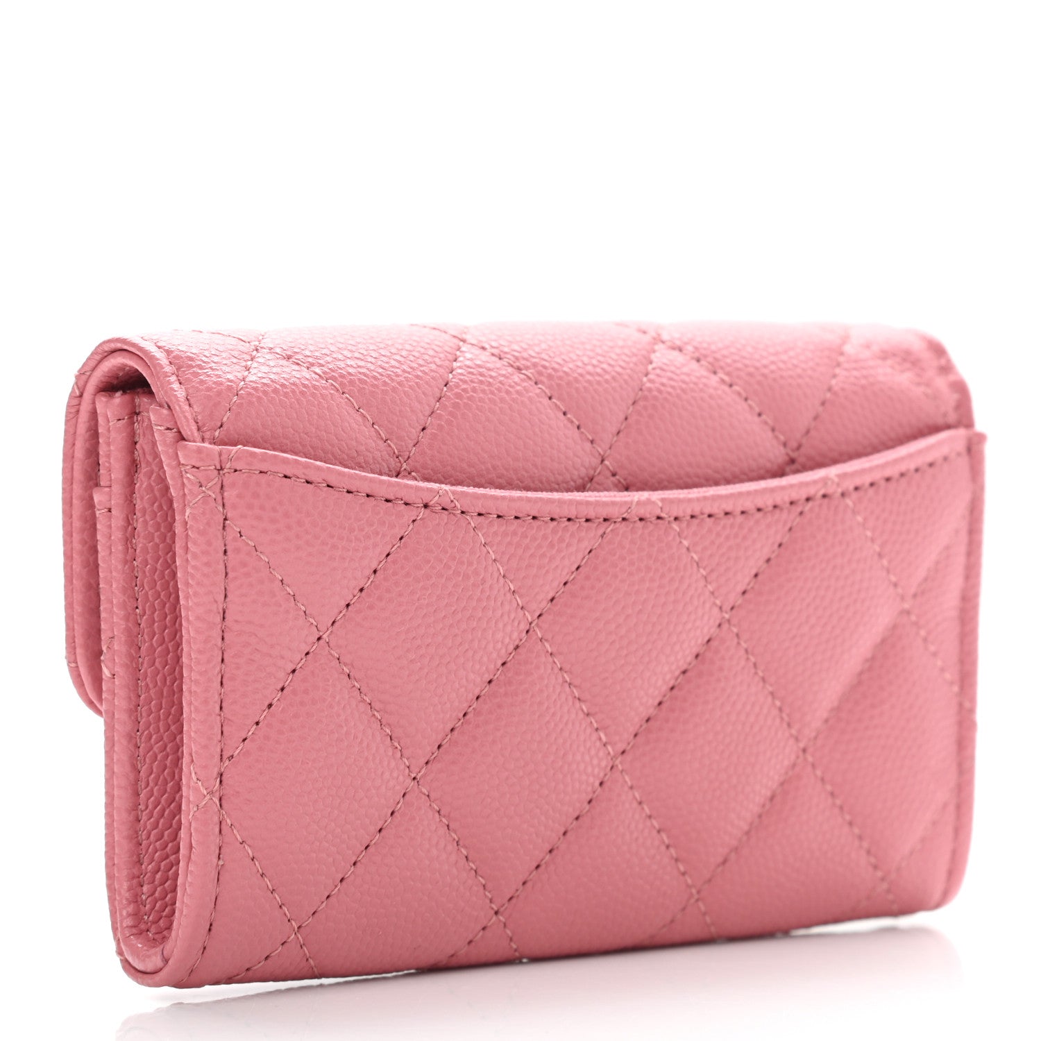 Chanel Caviar Quilted Flap Card Holder Wallet Pink 3 of 9
