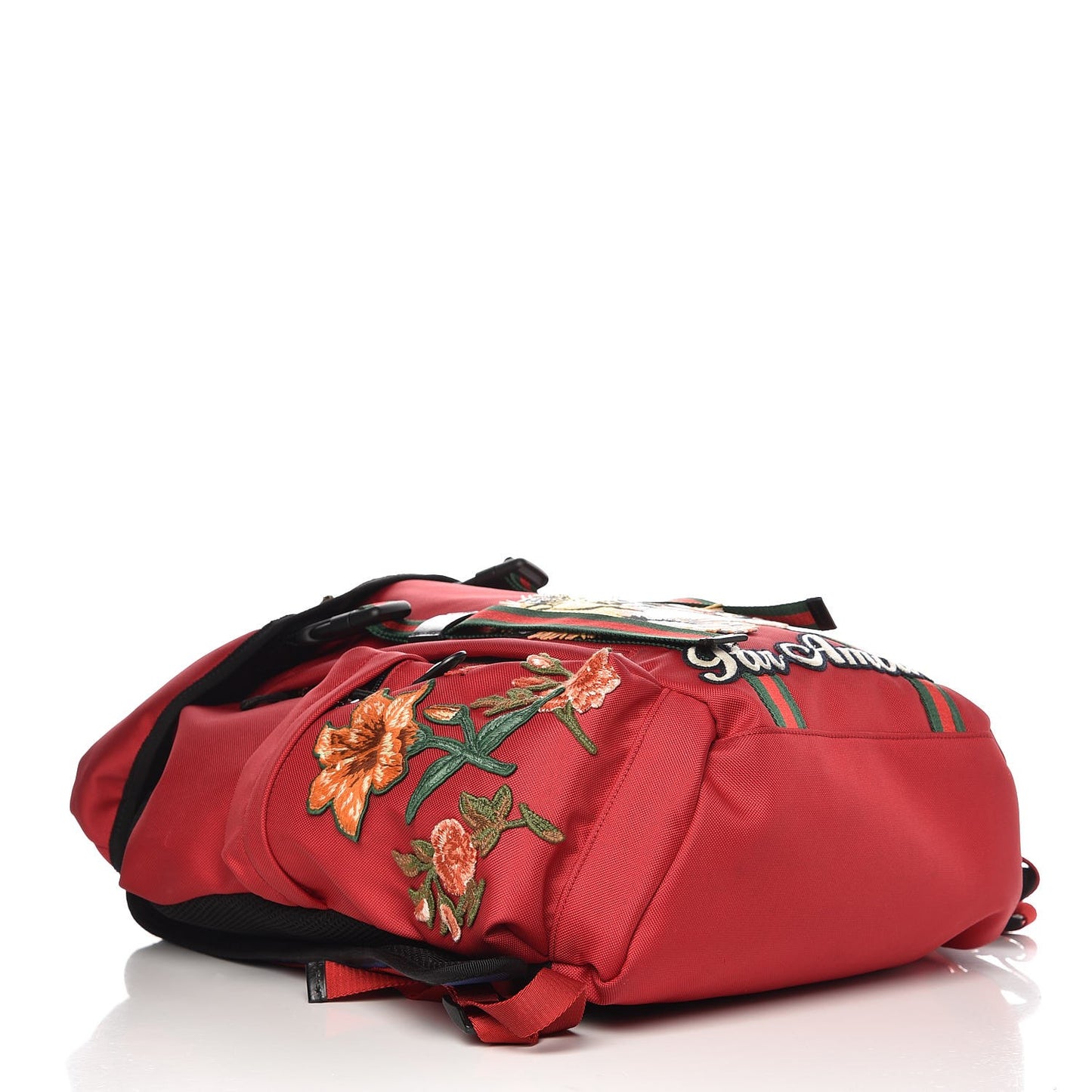 Nylon L'Aveugle Par Amour Embroidered Double Buckle Backpack Red