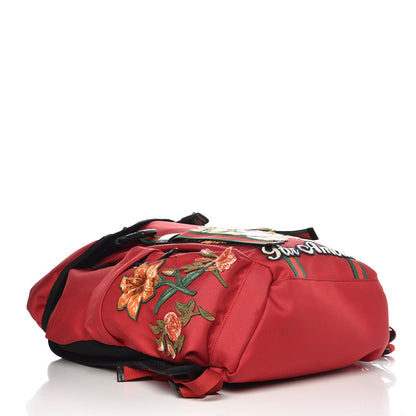 Gucci Nylon L'Aveugle Par Amour Embroidered Double Buckle Backpack Red 4 of 8