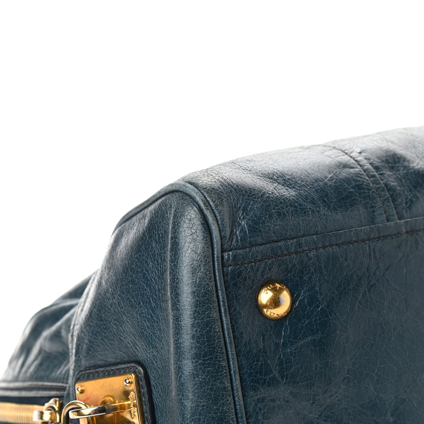 Vitello Shine Shopping Satchel Denim