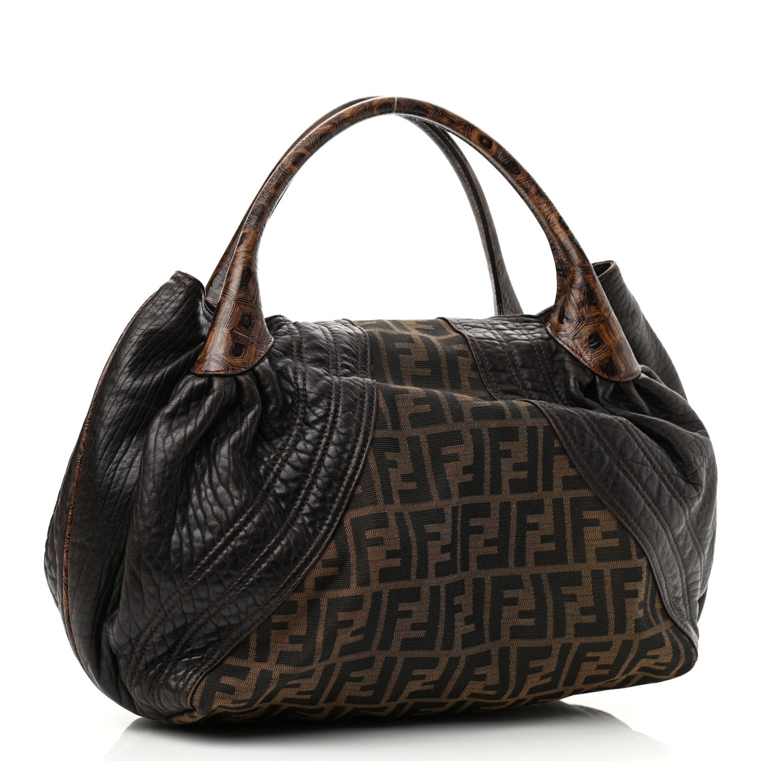 Fendi Zucca Nappa Nuvolata Vitello Tortuga Spy Tobacco Moro 3 of 9