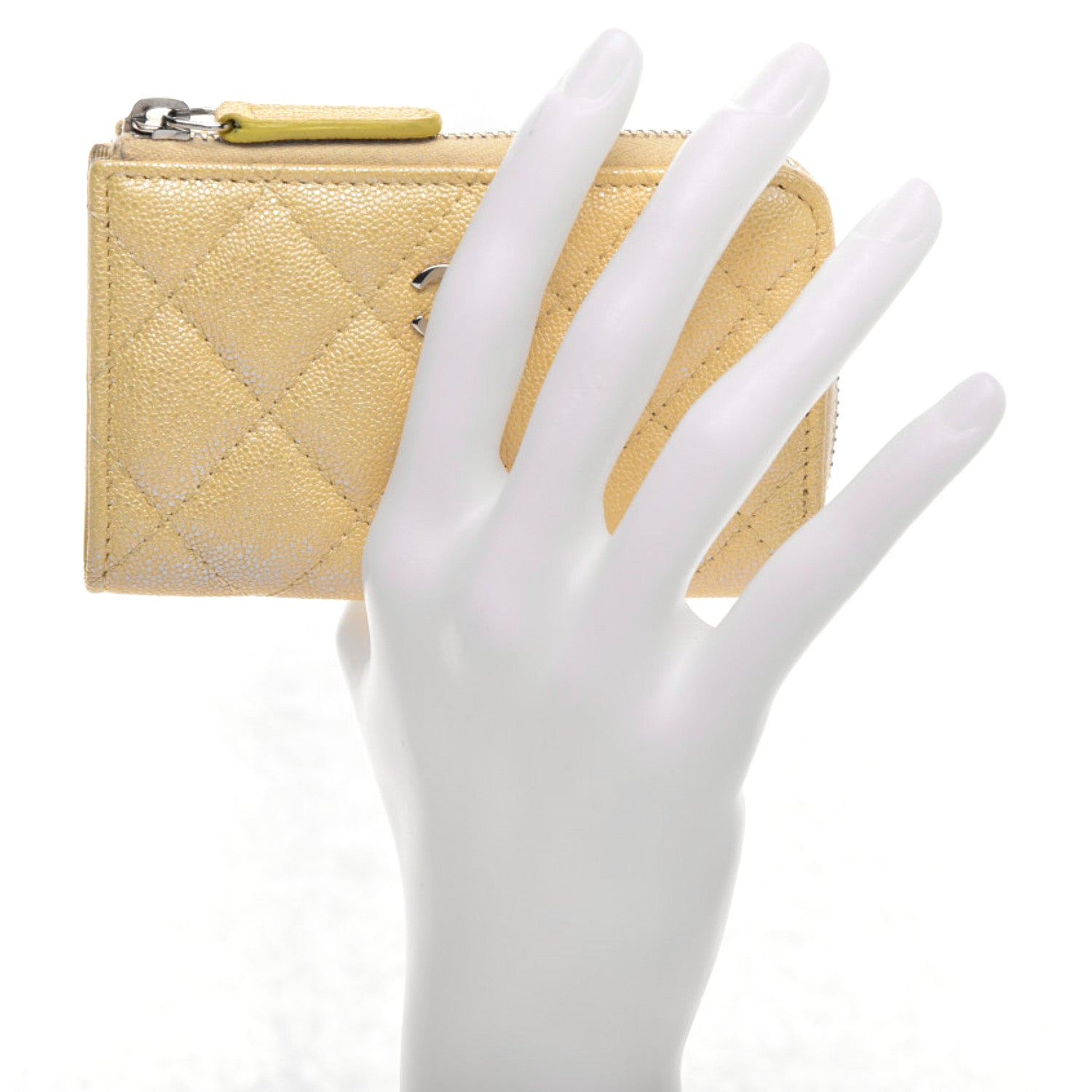 Chanel Iridescent Caviar Quilted Key Holder Case Yellow 2 of 10
