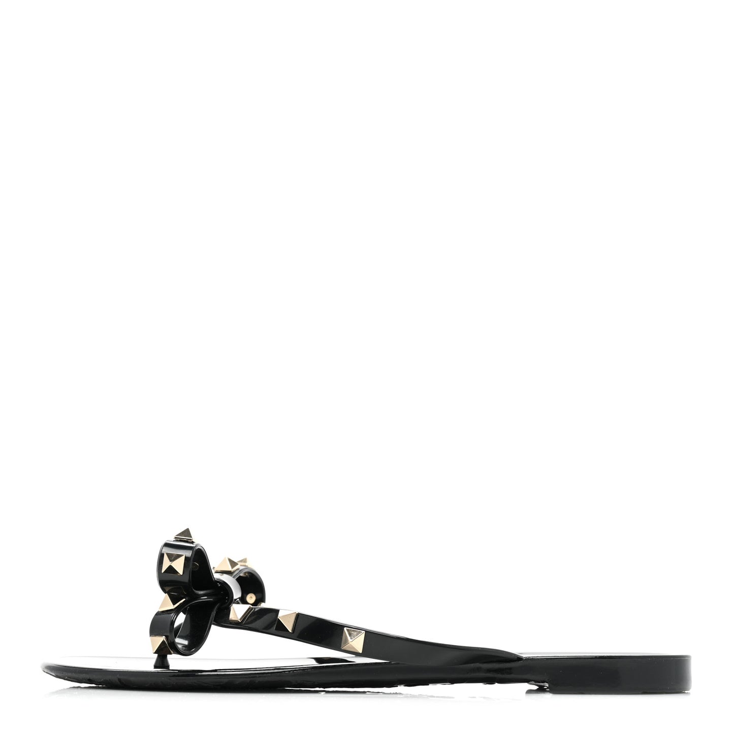 PVC Jelly Rockstud Bow Thong Sandals 38 Black