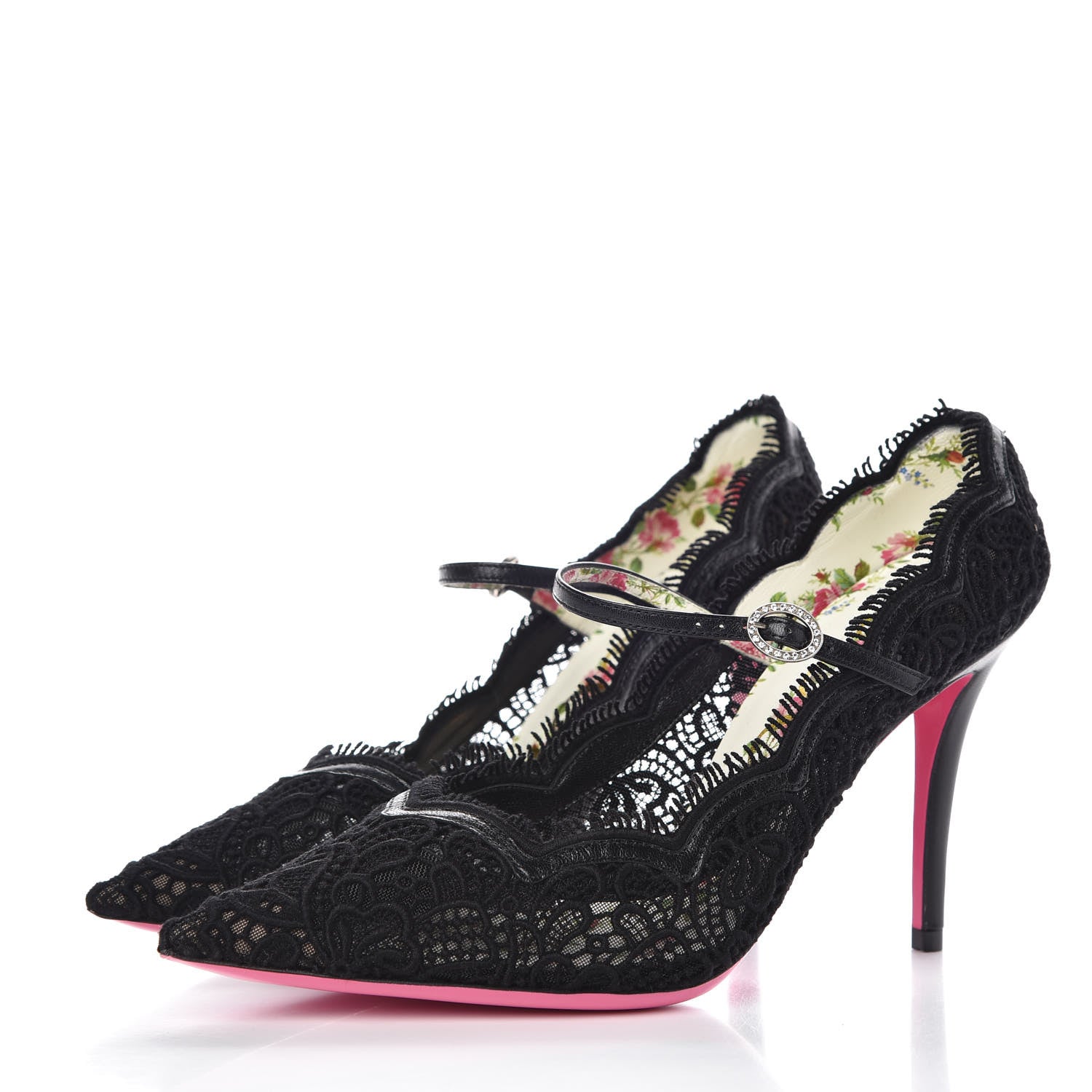 Gucci Lace Pizzo Venice Pumps 38.5 Black 3 of 10