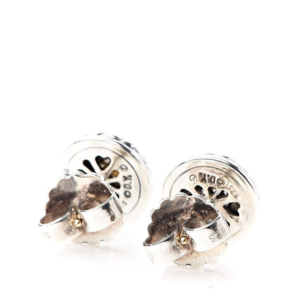 David Yurman Sterling Silver 18K Yellow Gold Diamond Cookie Cable Earrings 3 of 4