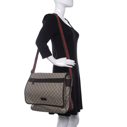 Gucci GG Plus Monogram Web Large Flap Messenger Bag Beige Dark Brown 2 of 18