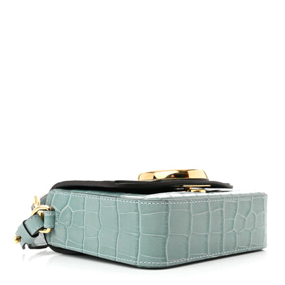 Chloe Calfskin Crocodile Embossed Mini C Double Carry Faded Blue 4 of 9