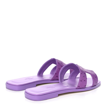 Hermes Ostrich Oran Sandals 36.5 Violet 4 of 9