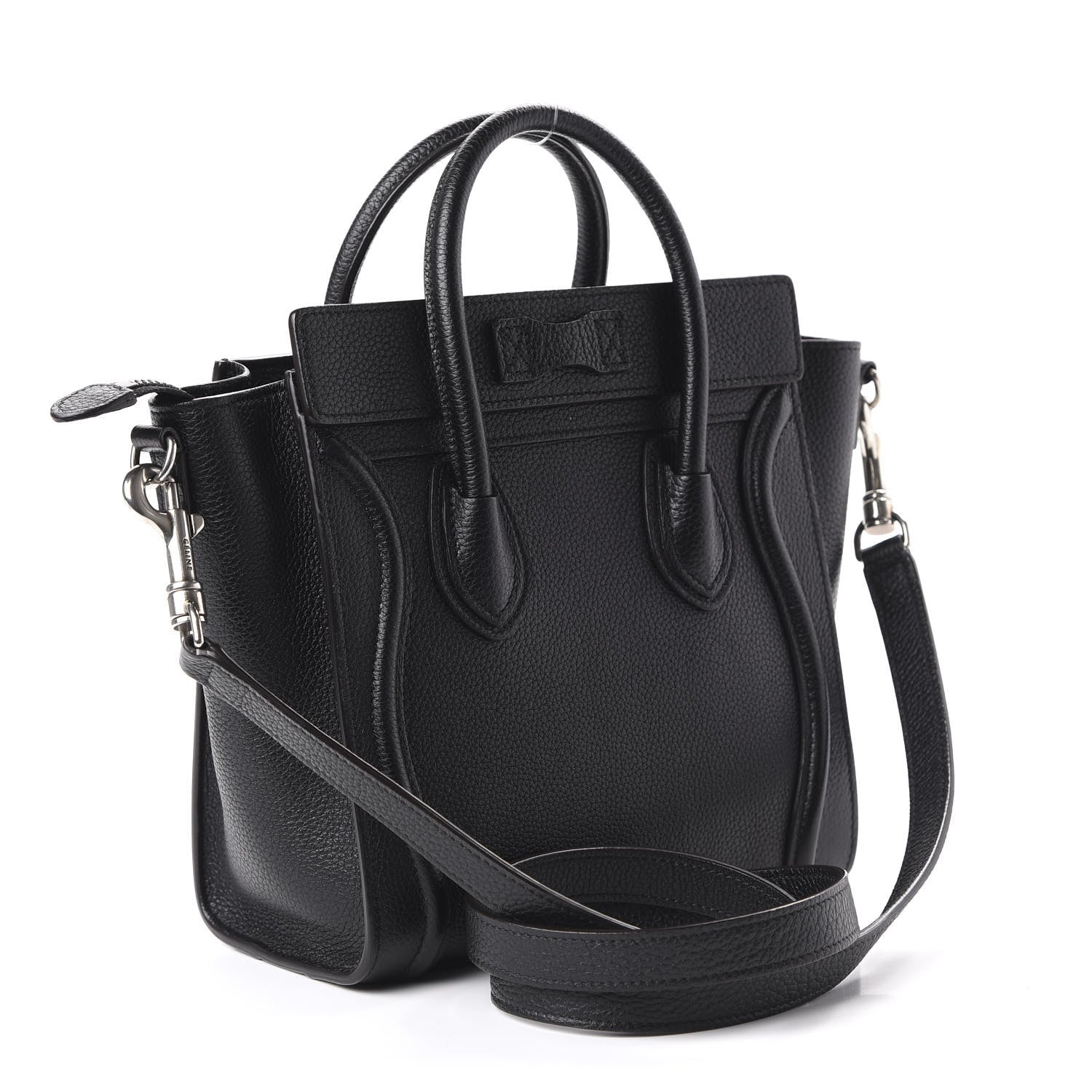 Celine Drummed Calfskin Nano Luggage Black 3 of 9