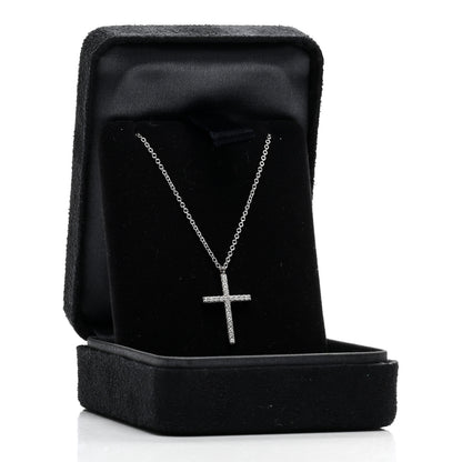 Tiffany 18K White Gold Diamond Cross Pendant Necklace 5 of 5