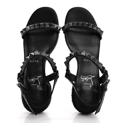 Christian Louboutin Waxed Calfskin Pyrasand 30mm Strappy Sandals 38 Black 2 of 9