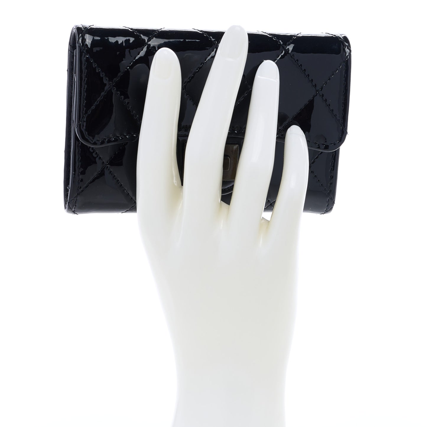 Patent Quilted Reissue Flap Card Holder So Black