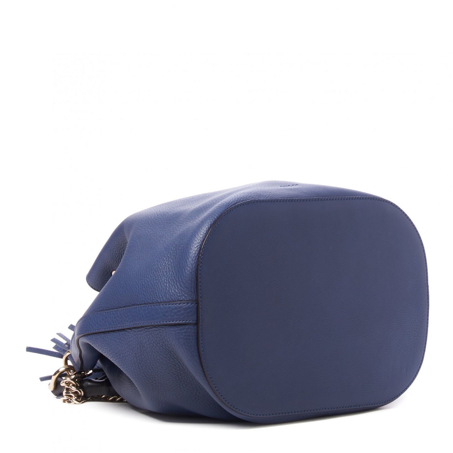 Pebbled Calfskin Miss Bamboo Bucket Bag Blue