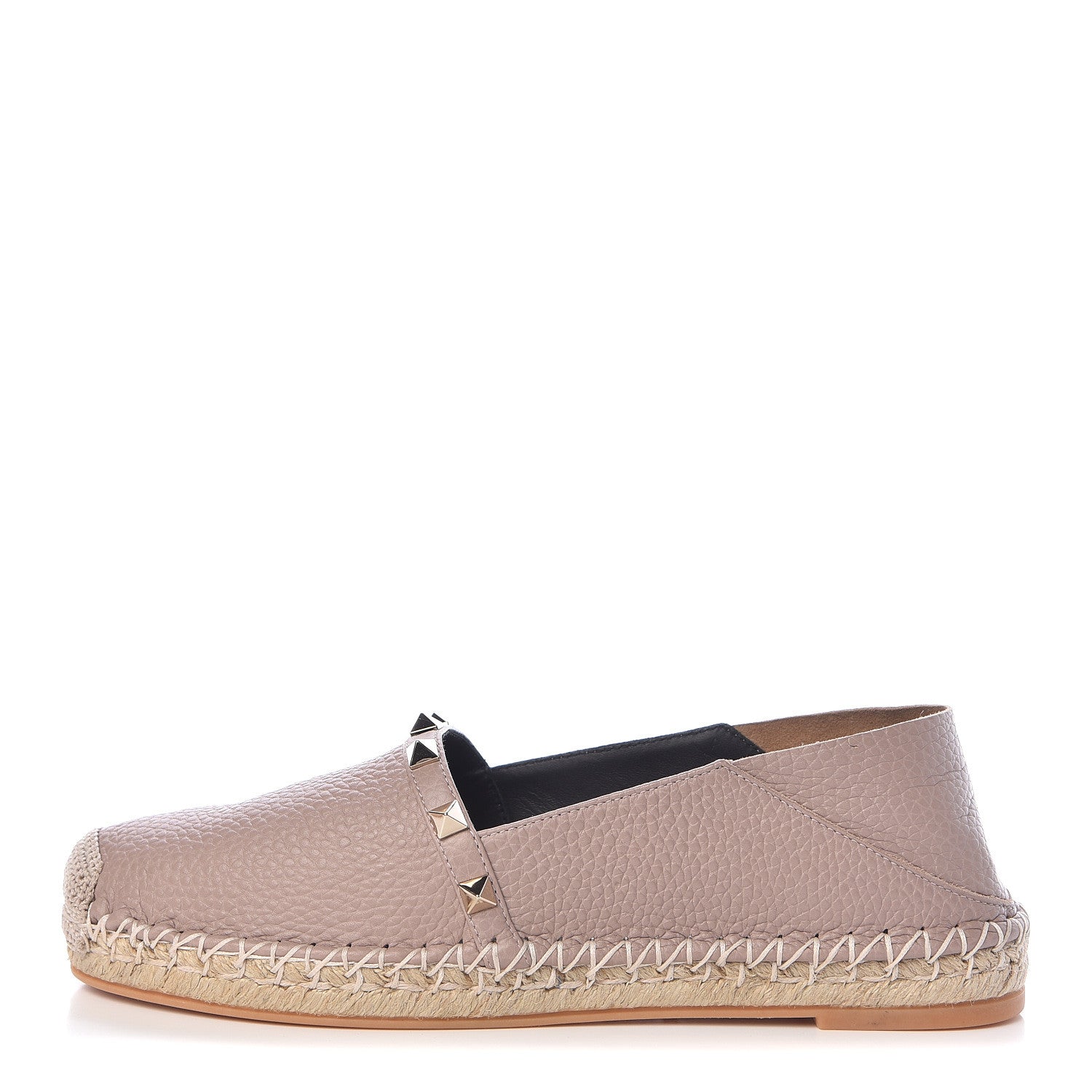Valentino Garavani Pebbled Calfskin Rockstud Espadrilles 37 Poudre 1 of 9