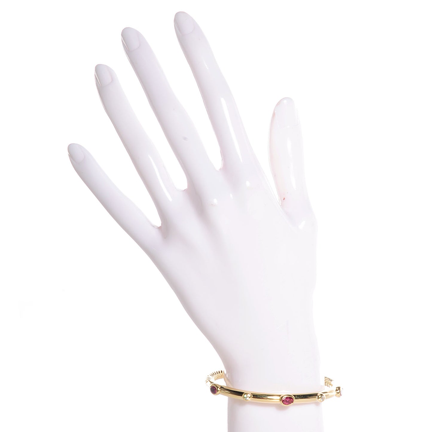 18k Yellow Gold Ruby And Diamond Bangle