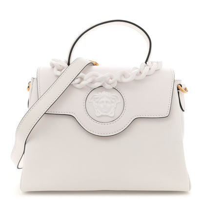 Versace Calfskin Medium La Medusa Top Handle Handbag Optical White 1 of 10