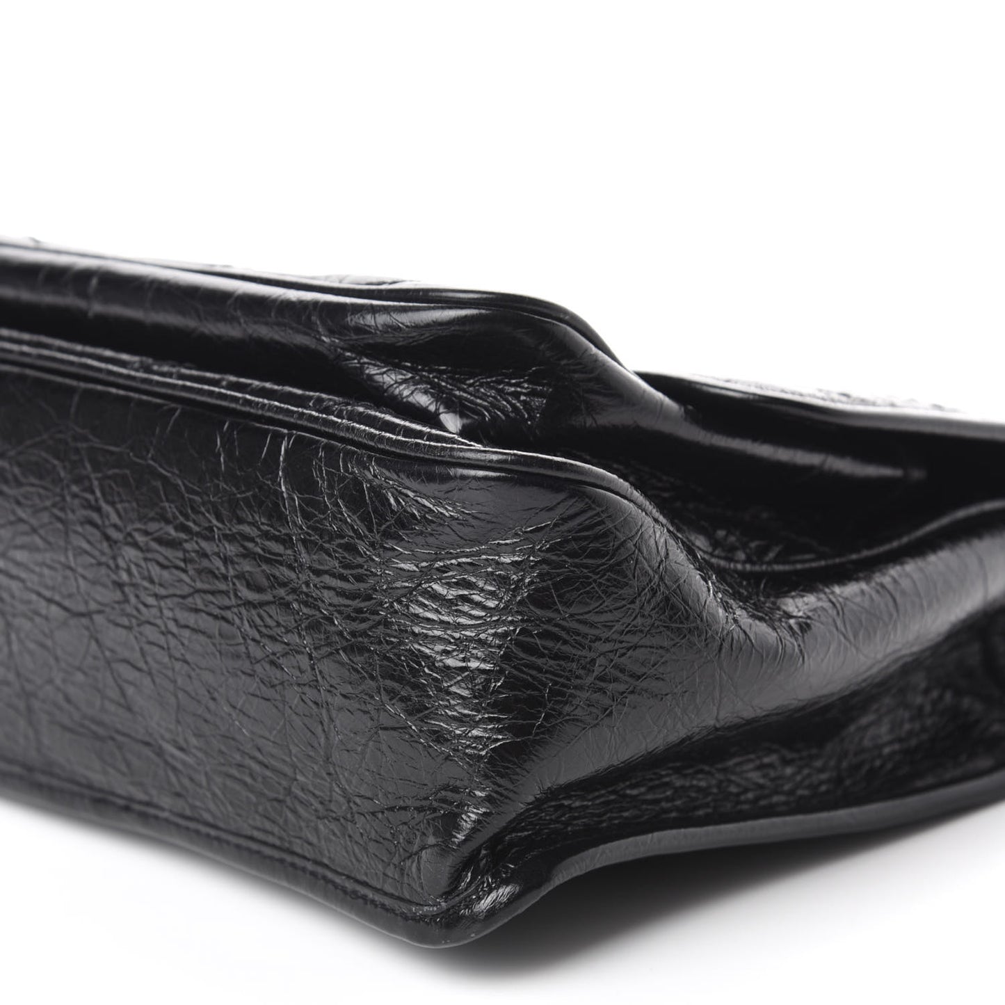 Crinkled Calfskin Matelasse Monogram Baby Niki Chain Satchel Black
