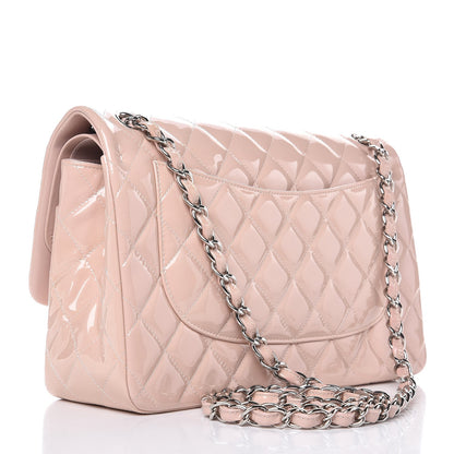 Chanel Patent Quilted Jumbo Double Flap Light Pink 4 of 11