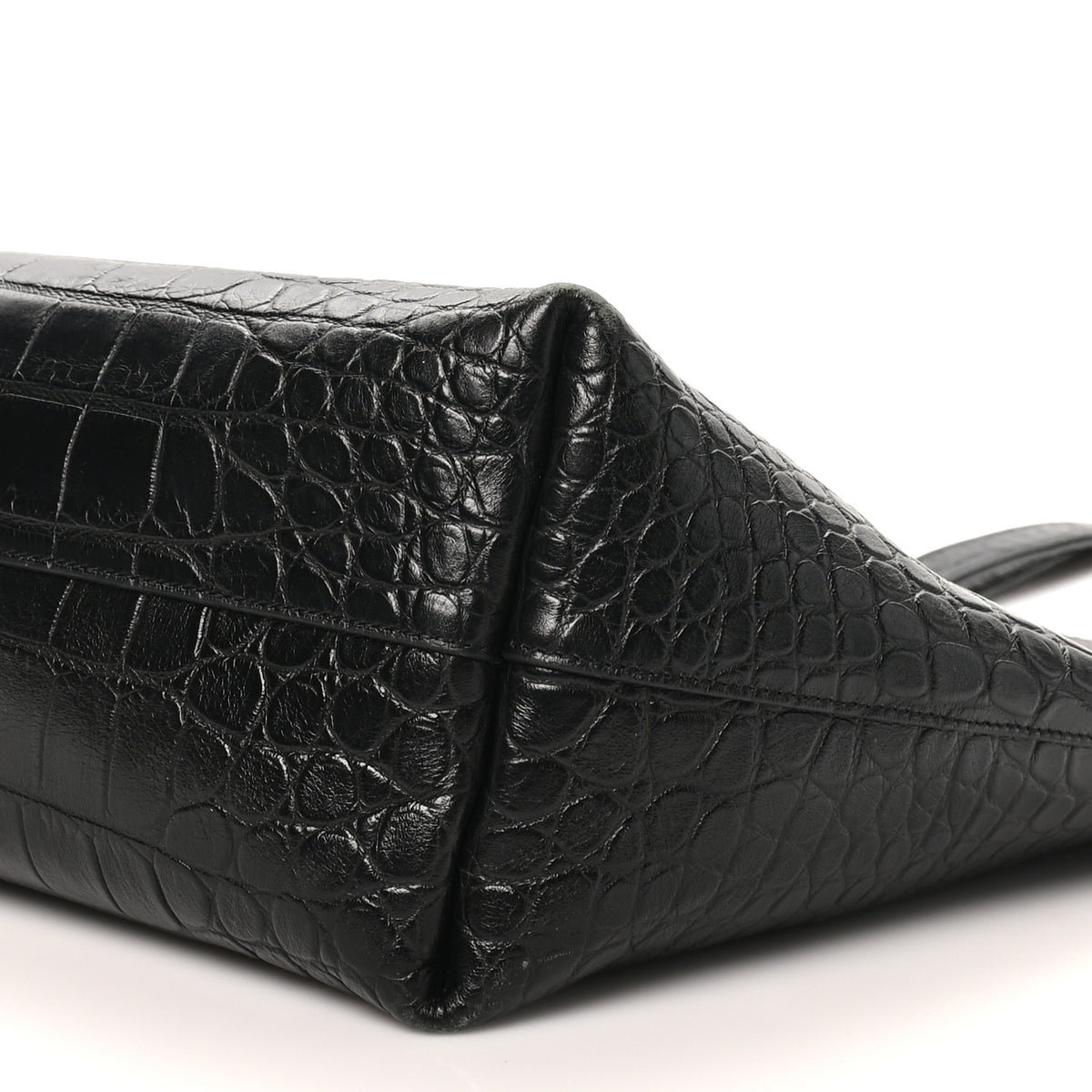 Saint Laurent Calfskin Crocodile Embossed Large Shopper Tote Black 11 of 12