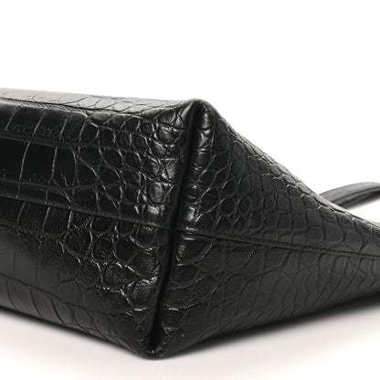 Saint Laurent Calfskin Crocodile Embossed Large Shopper Tote Black 11 of 12