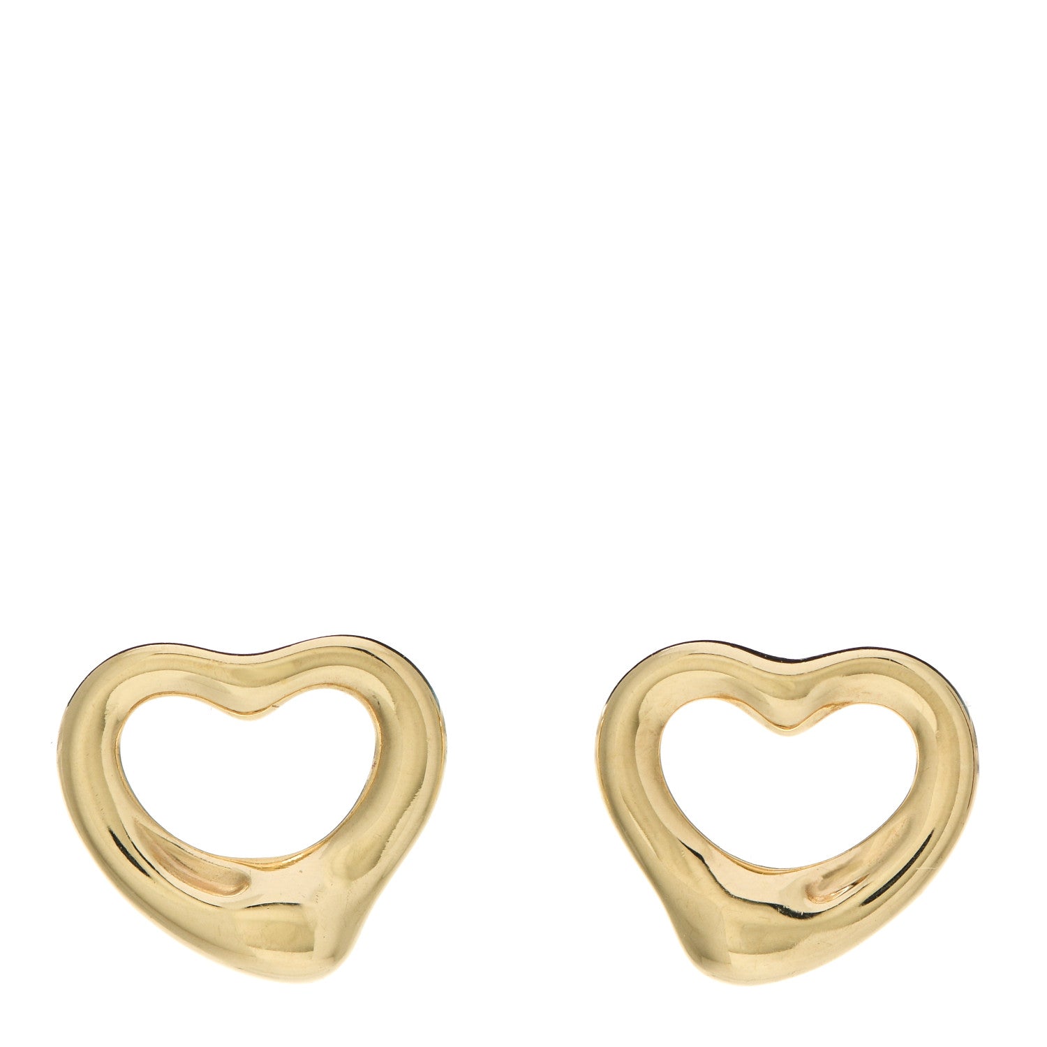 Tiffany 18K Yellow Gold 11mm Elsa Peretti Open Heart Earrings 1 of 4