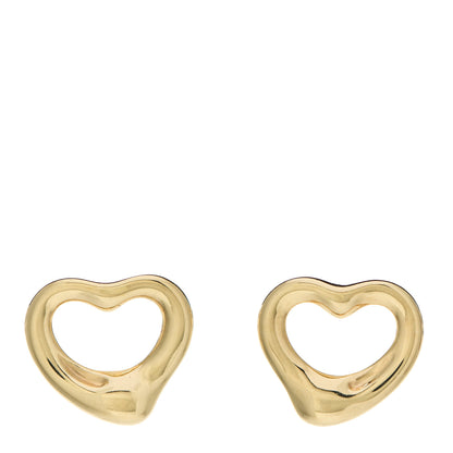 Tiffany 18K Yellow Gold 11mm Elsa Peretti Open Heart Earrings 1 of 4