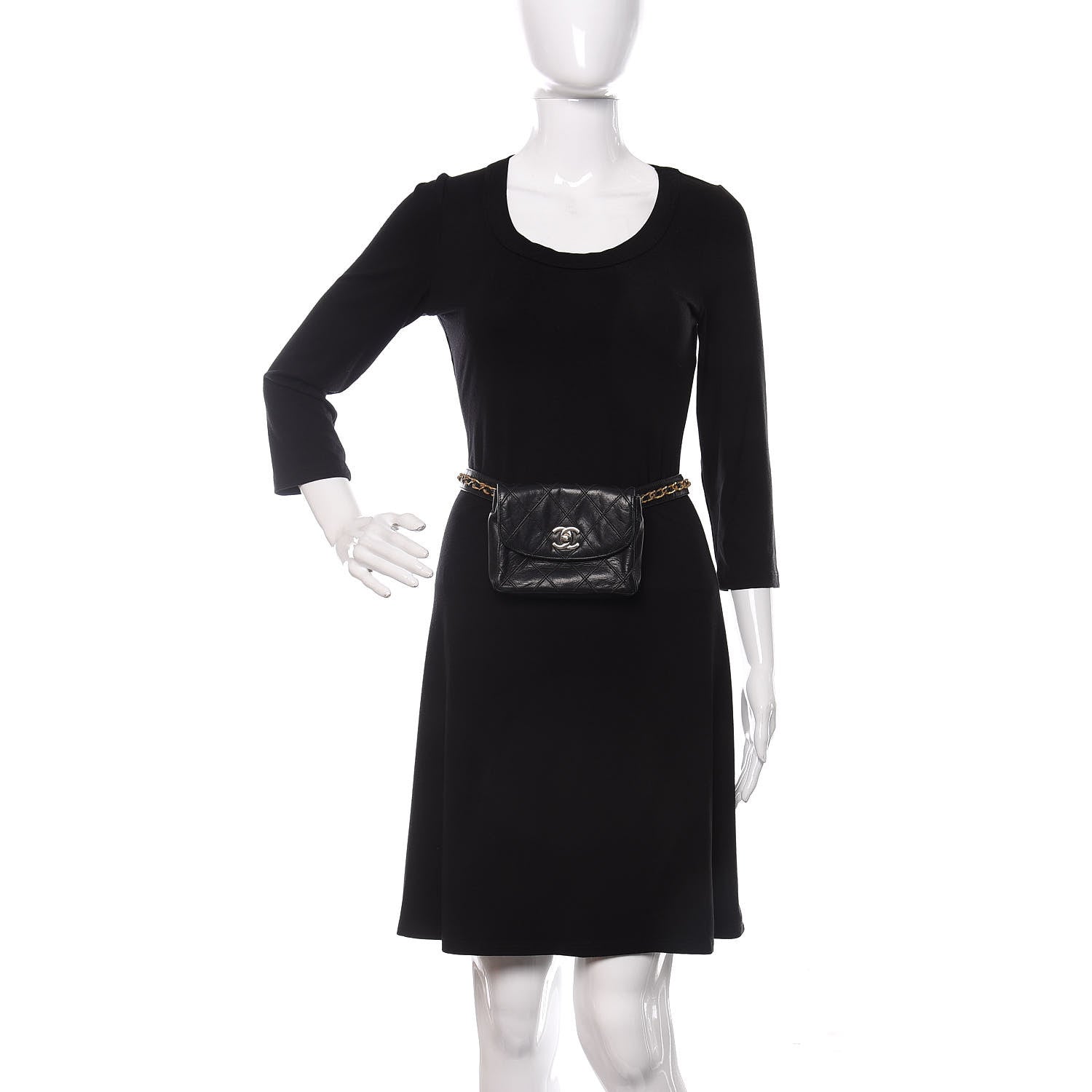 Chanel Calfskin Diamond Embossed Flap Waist Belt Bag Black 2 of 14