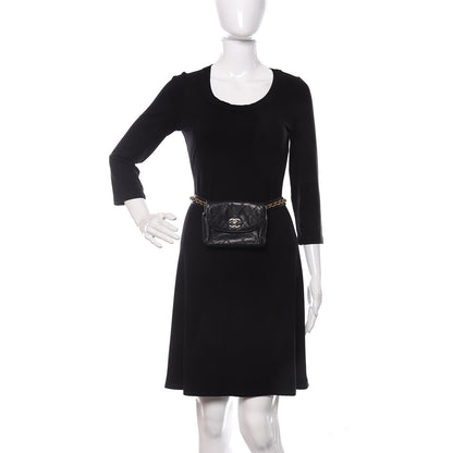 Chanel Calfskin Diamond Embossed Flap Waist Belt Bag Black 2 of 14