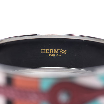Hermes Enamel Printed Wide Coaching Bracelet 70 Rose Couture 4 of 4