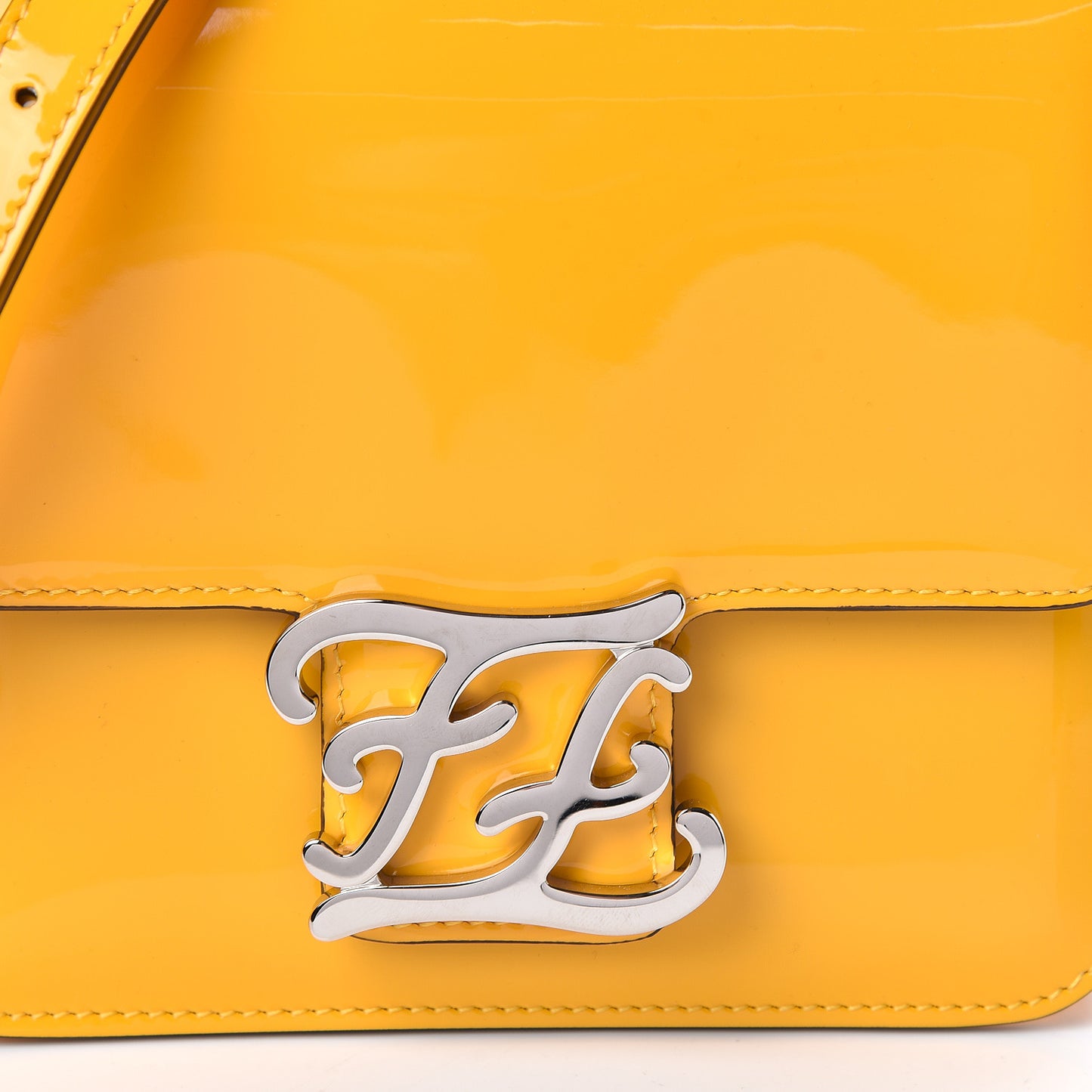Vitello Vernice Mou Karligraphy Crossbody Bag Giallo