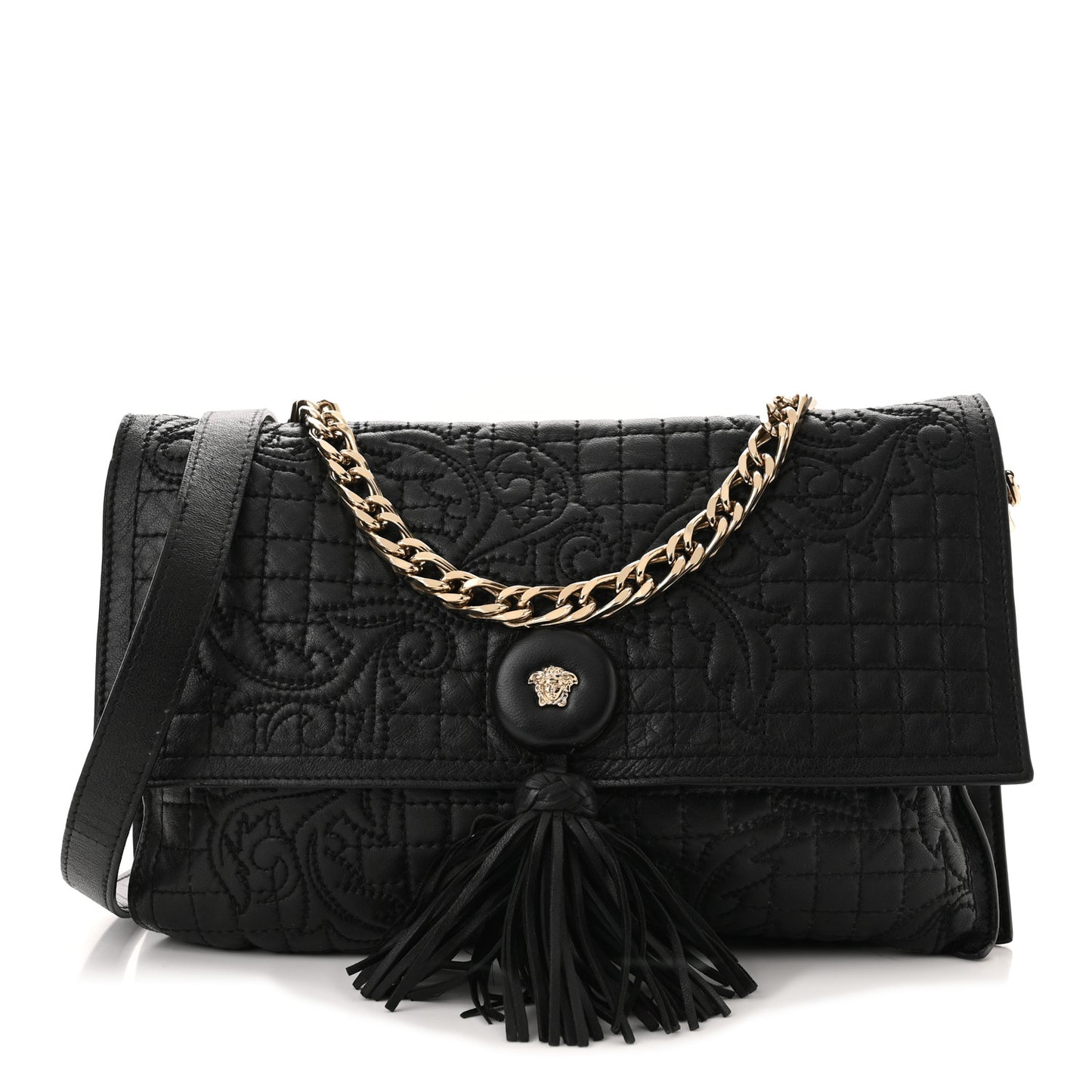 Nappa Barocco Quilted Vanitas Medea Shoulder Bag Black